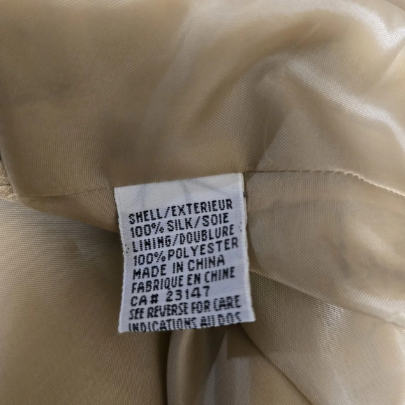 Vtg Talbots Jacket Beige Green Pure Silk Elephant Floral Asian Indian Split Sz10 - Picture 11 of 12